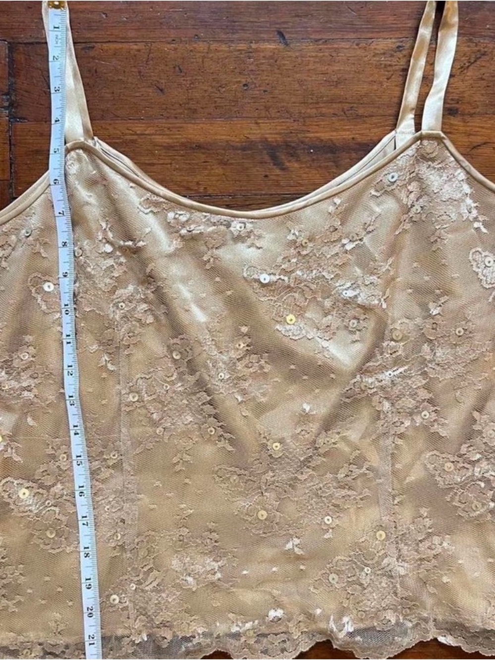 Delicate Lace-Embellished Satin Cami Tank Top - Cream